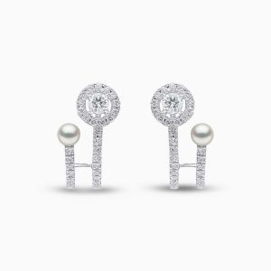 baby-glitz-18k-gold-akoya-pearl-and-brilliant-round-cut-diamond-hoop-earrings Baby Glitz 18K Gold Akoya Pearl and Brilliant Round Cut Diamond Hoop Earrings