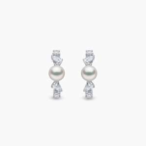 Baby Glitz 18K Gold Akoya Pearl and Diamond Hoop Earrings