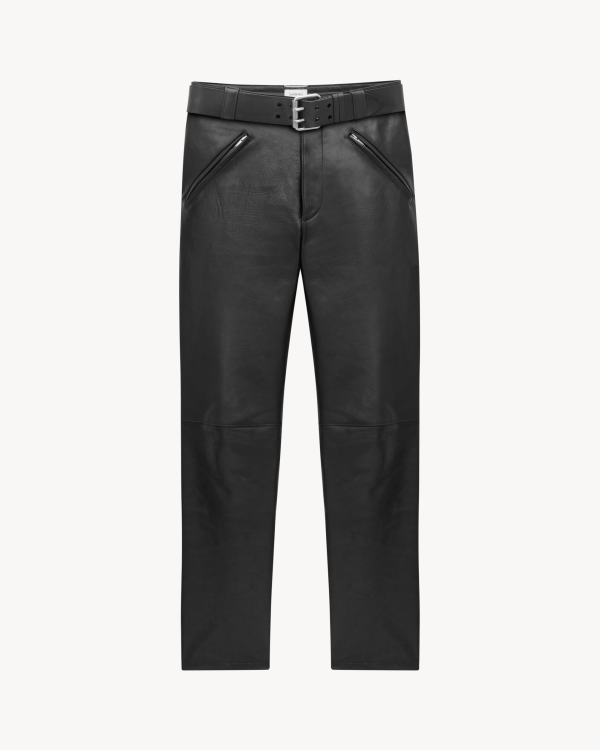 Belted Pants In Grained Leather