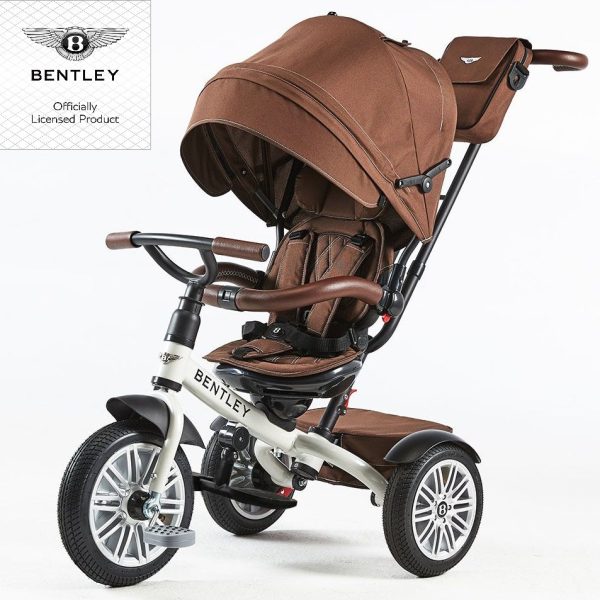 bentley-6-in-1-stroller-trike-white-satin-brown Bentley 6 in 1 Stroller Trike - White Satin / Brown