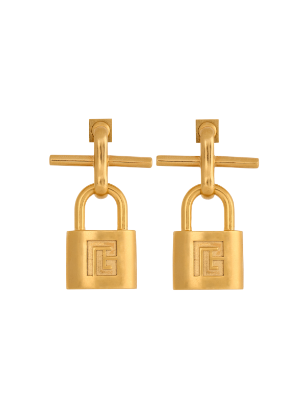 Brass Pulse Padlock Earrings
