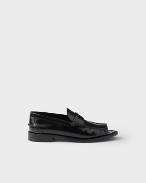 brushed-leather-peep-toe-loafers Brushed Leather Peep-Toe Loafers