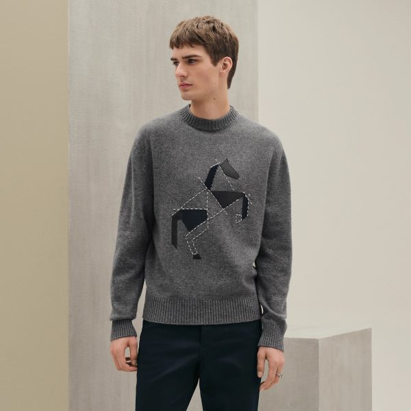 cashmere-cheval-tangram-crewneck-sweater Cashmere "cheval Tangram" Crewneck Sweater