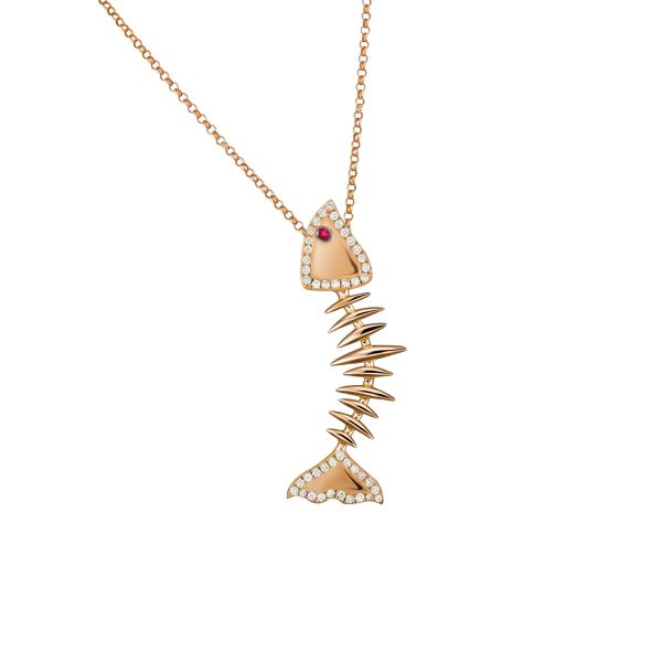 Cedille Curved Skeleton Fish Necklace