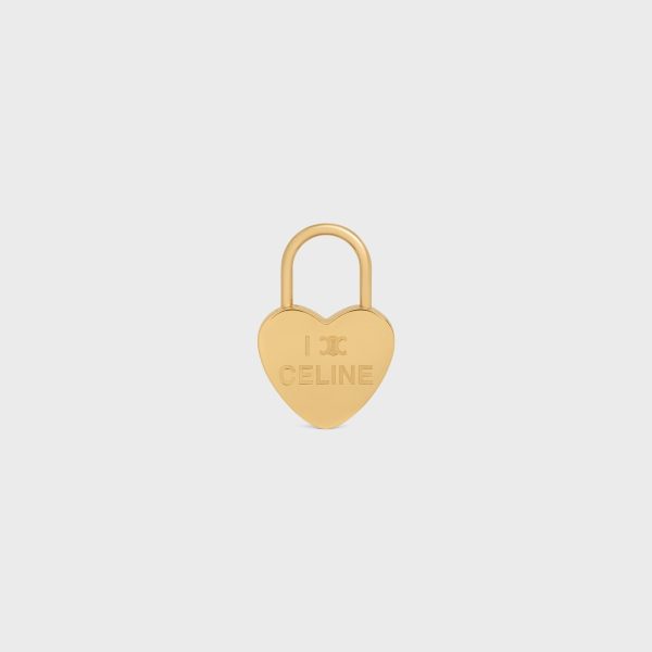 Celine Charms Heart Padlock In Brass With Gold Finish