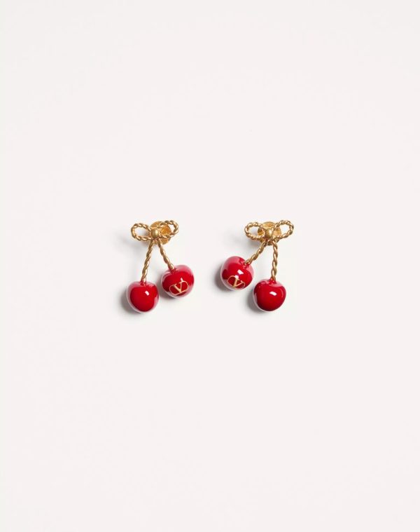 Cherryfic Metal And Enamel Earrings