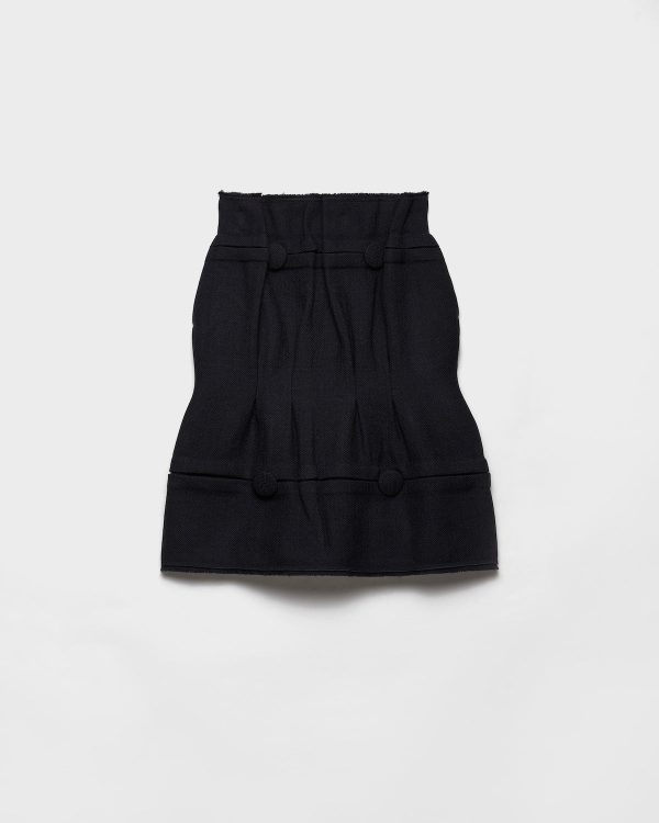 Chevron Wool Midi Skirt