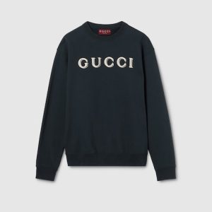 cotton-jersey-sweatshirt-with-embroidery Cotton Jersey Sweatshirt With Embroidery