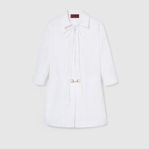 cotton-poplin-shirt-dress-with-horsebit Cotton Poplin Shirt Dress With Horsebit