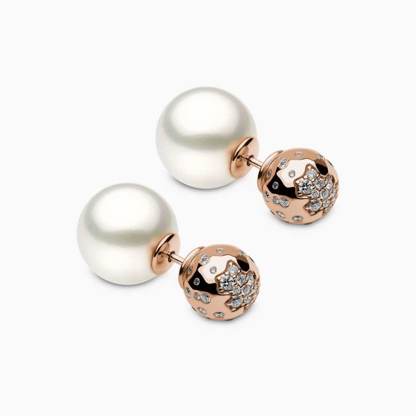duet-18k-rose-gold-white-australian-south-sea-and-diamond-stud-earrings Duet 18K Rose Gold White Australian South Sea and Diamond Stud Earrings