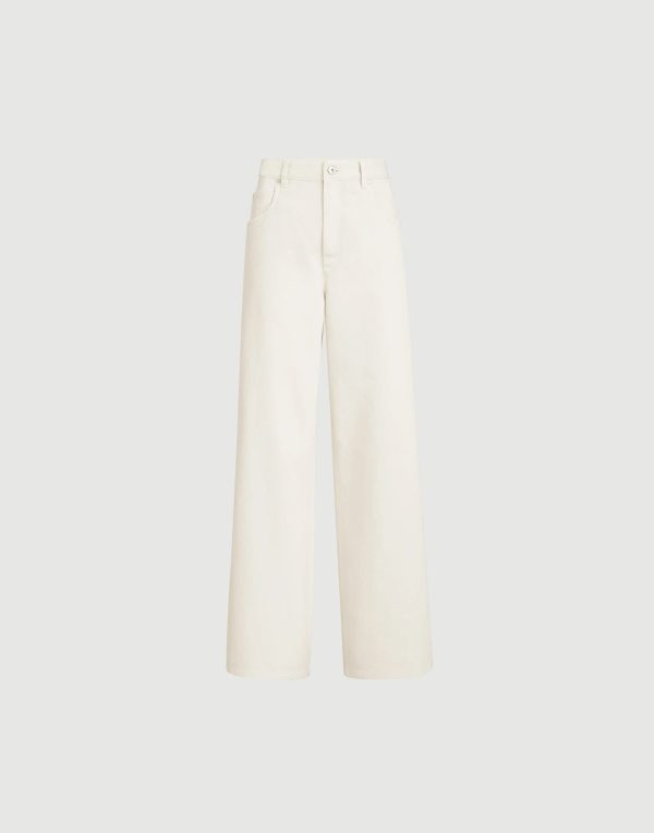 Dyed Denim Relaxed Trousers With Monili