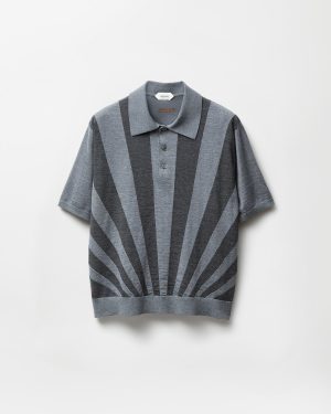Embroidered Intarsia Wool Knit Polo