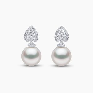 Glitz 18K Gold South Sea Pearl and Diamond Halo Earrings