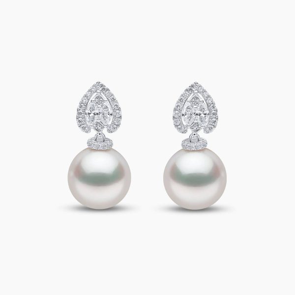 Glitz 18K Gold South Sea Pearl and Diamond Halo Earrings