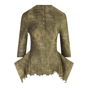 Green Printed Pleated Jumper