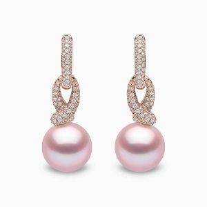 Jazz 18K Gold Pearl and Diamond Twist Earrings