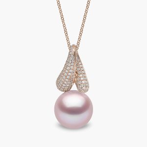 Jazz 18K Gold Pearl and Diamond Twist Pendant