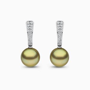 Jazz 18K Gold Pistachio Tahitian Pearl and Diamond Earrings