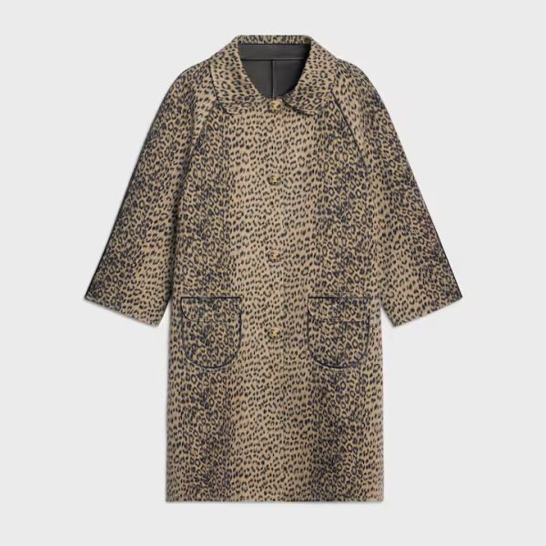 Laminated Coat In Leopard Cotton