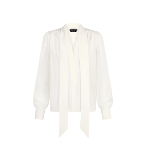 Long Sleeve V-neck Lavalliere Blouse