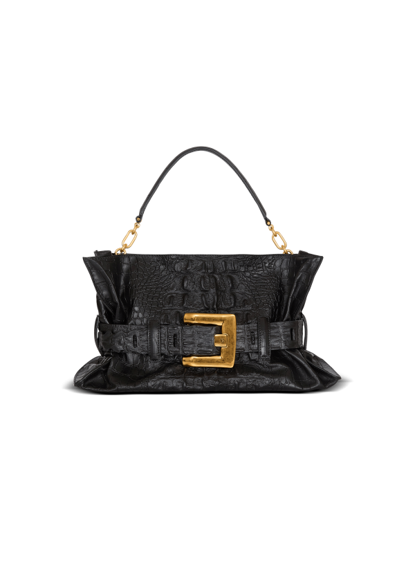 Medium Anthem Bag In Embossed Crocodile-print Calfskin