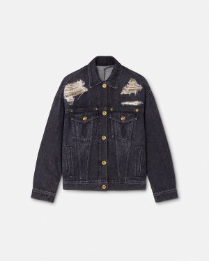 Metal Mesh Denim Trucker Jacket