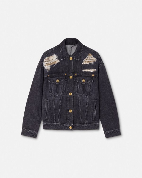 Metal Mesh Denim Trucker Jacket
