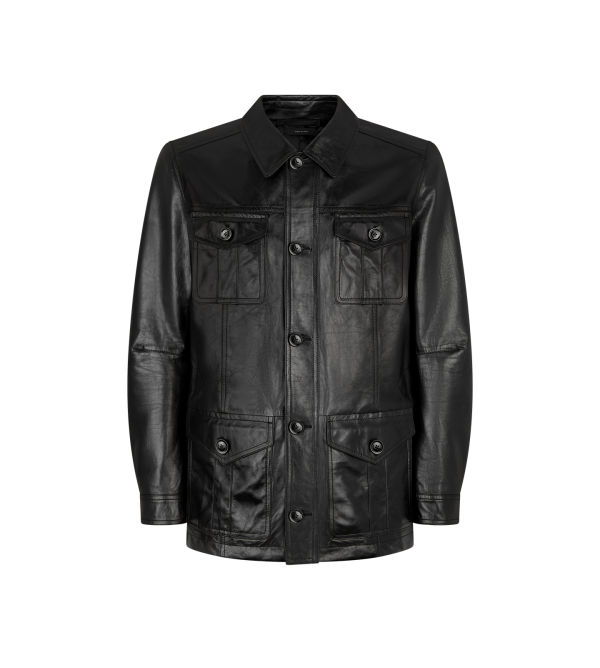 Natural Shine Leather Safari Jacket