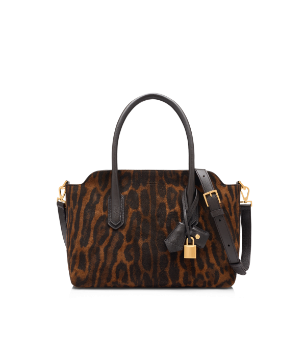 Ocelot-Print Suede Alexander Medium Top Handle