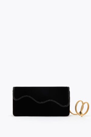 Onda Black Velvet Clutch