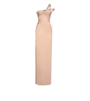 One Shoulder Twist Front Evening Dress