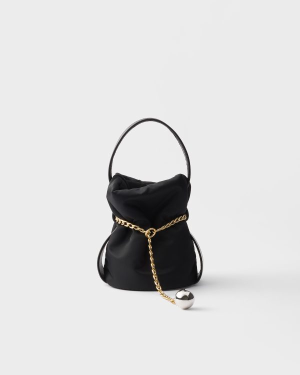 Prada Petit Sac Noir Mini Re-nylon And Nappa Leather Bucket Bag