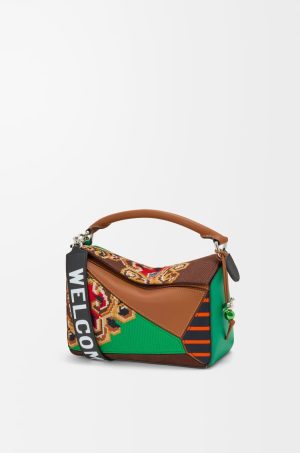 Puzzle 10 Patchwork Re-Edition Bag In Calfskin, Suede And Canvas