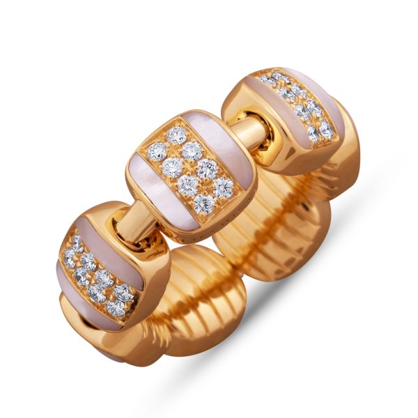 Reversible Xpandable? diamond and white mother-of-pearl ring