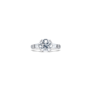 Round And Baguette White Diamond Engagement Ring, 2.30ct