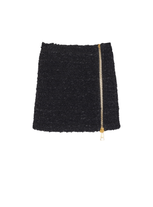 Short Zipped Tweed Skirt