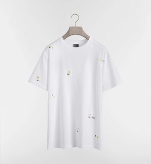 T-Shirt with Daisy Embroidery, Relaxed Fit