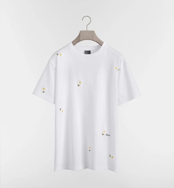 T-Shirt with Daisy Embroidery, Relaxed Fit