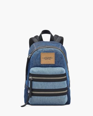 the-biker-colorblock-denim-medium-backpack The Biker Colorblock Denim Medium Backpack
