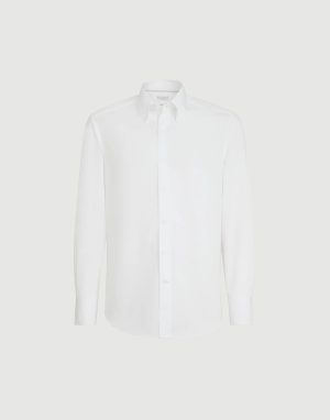 Twill Slim Fit Shirt With Button-down Collar