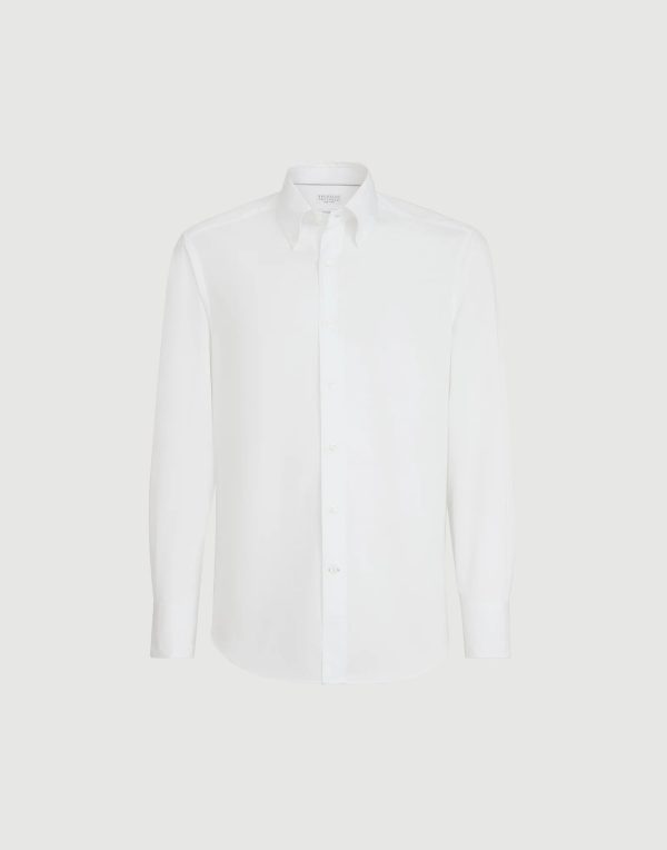 Twill Slim Fit Shirt With Button-down Collar