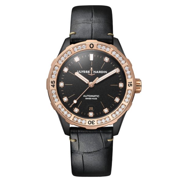 ulysse-nardin-lady-diver-black-gold-alligator-leather-strap-39mm Ulysse Nardin - Lady Diver Black & Gold - Alligator Leather Strap - 39mm