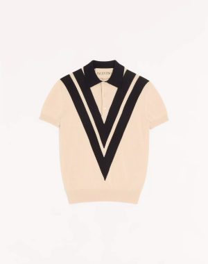 Valentino Cotton Polo Shirt With Inlaid V