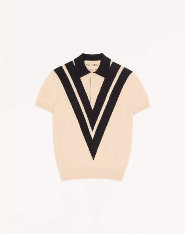 valentino-cotton-polo-shirt-with-inlaid-v Valentino Cotton Polo Shirt With Inlaid V