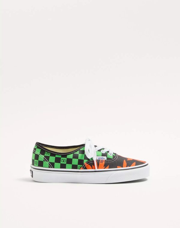 Valentino Garavani And Vans Low-Top Fabric Trainer With Vlogo Checkerboard Print And Tropical Leaves Print