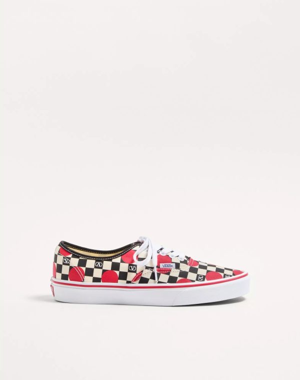 Valentino Garavani And Vans Low-Top Trainer In Fabric With Vlogo Checkerboard Print And Polka Dot Detail