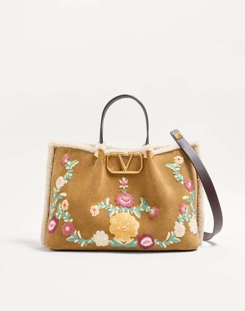 valentino-garavani-medium-shopping-bag-in-embroidered-suede-with-sheepskin-lining Valentino Garavani Medium Shopping Bag In Embroidered Suede With Sheepskin Lining