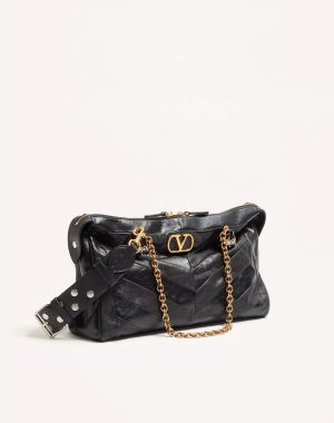 Valentino Garavani Panthea Shoulder Bag In Nappa Leather With Chevron Pattern