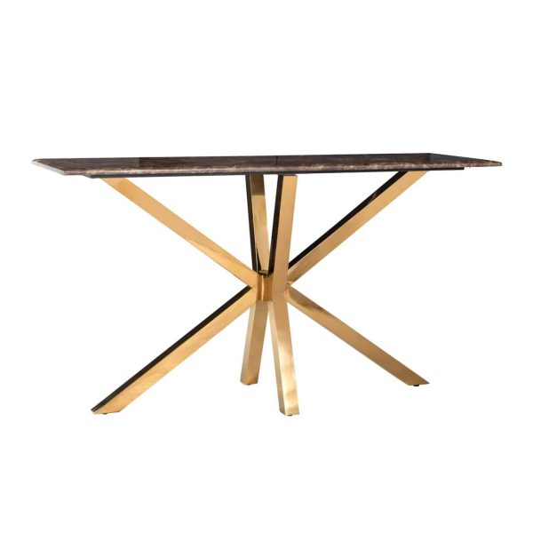 Wall Conrad table with faux emperador marble (Gold)
