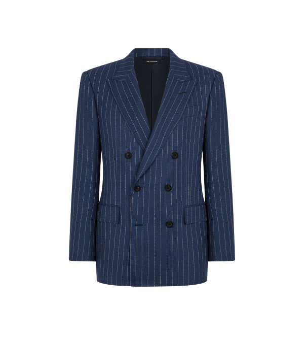 Wool Silk Linen Hopsack Stripe Jacket